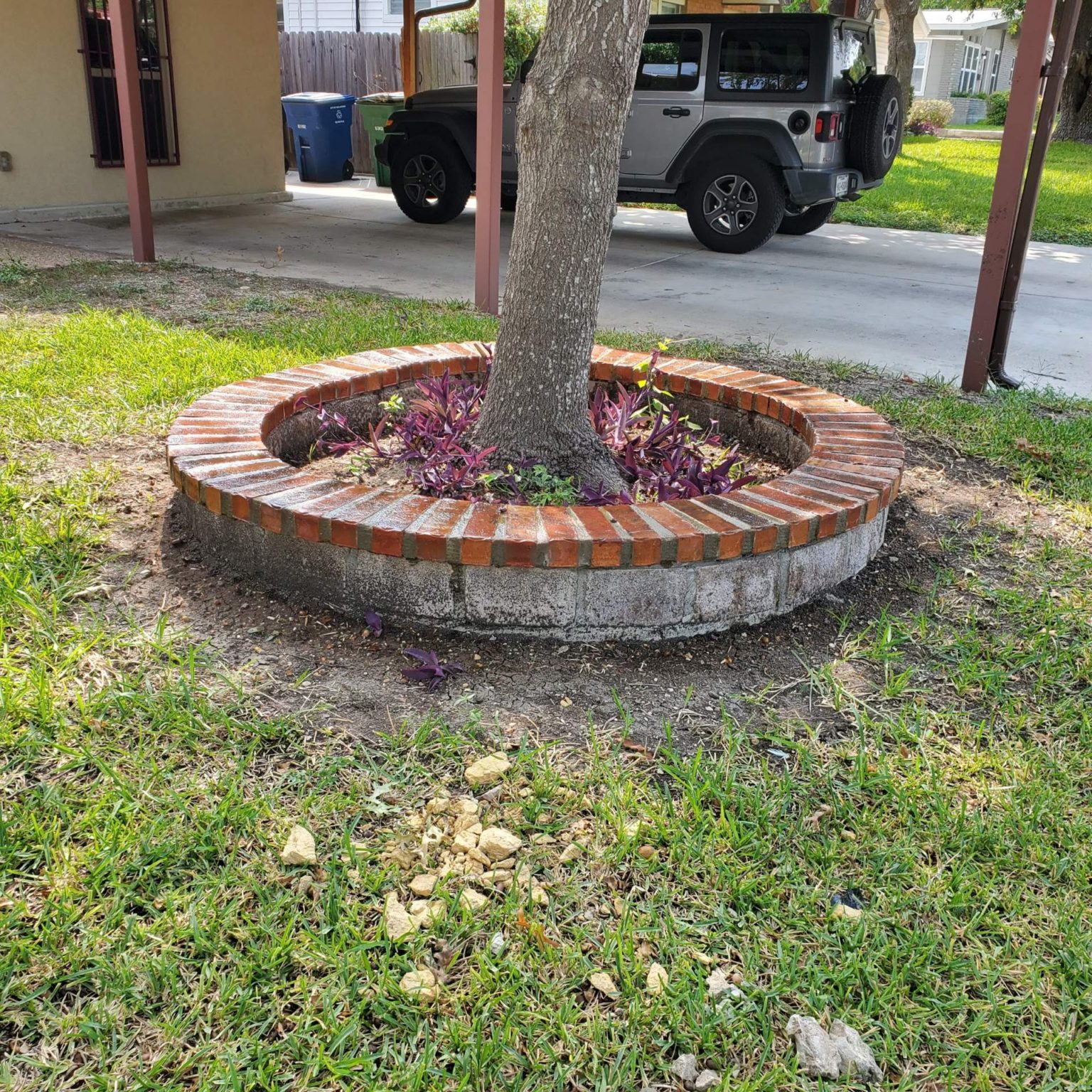 Image of front lawn tree brick around a tree installed by ...